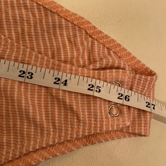 NWT (M) pink stripe thong bodysuit cotton mix softest tee shirt cap sleeeve - Picture 5 of 9